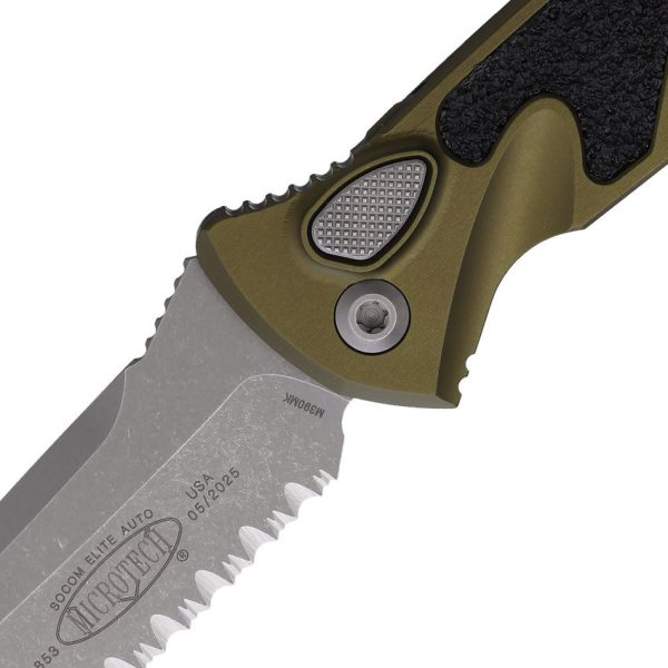 Microtech Auto Socom Elite Buttonlock - OD Serrated
