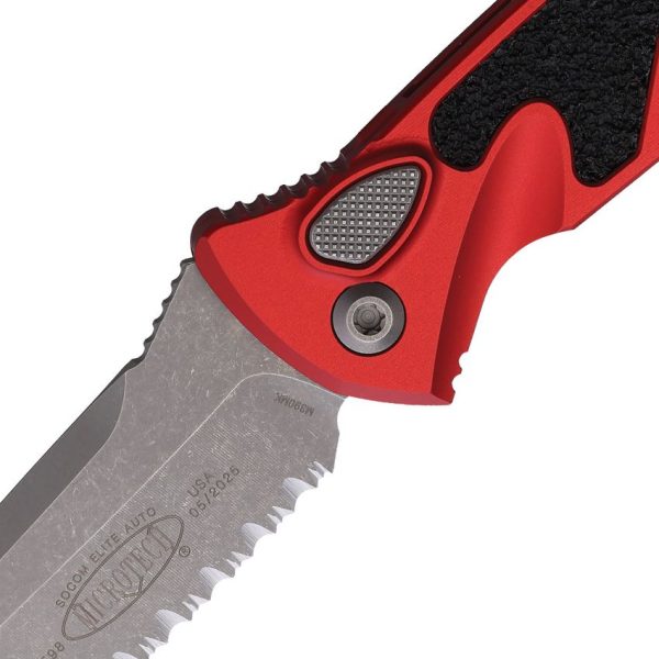 Microtech Auto Socom Elite Buttonlock - Red Apocalyptic M390MK