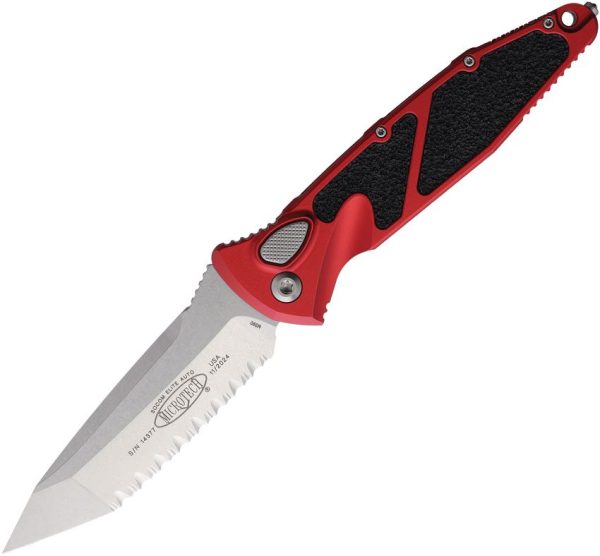 Microtech Auto Socom Elite Buttonlock - Red Stonewash Tanto