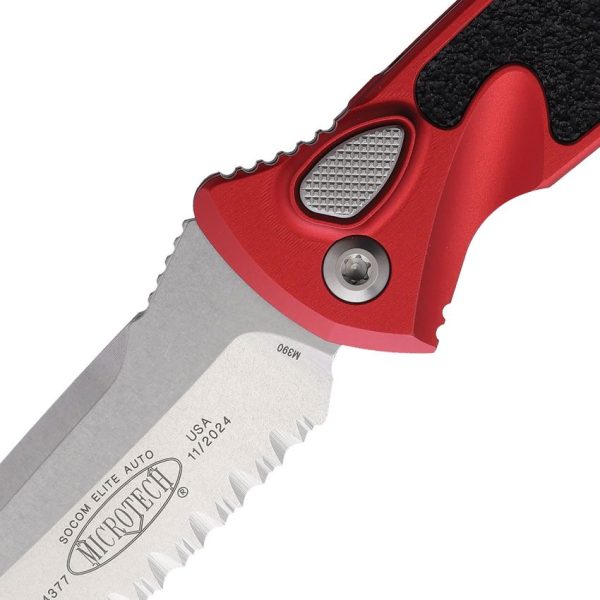 Microtech Auto Socom Elite Buttonlock - Red Stonewash Tanto