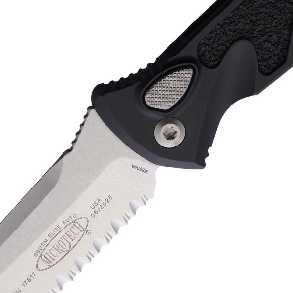 Microtech Auto Socom Elite Buttonlock - Black Serrated