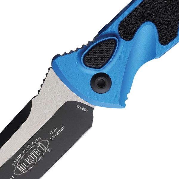 Microtech Auto Socom Elite Buttonlock - Blue Two-Tone M390MK