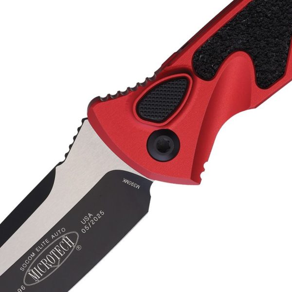 Microtech Auto Socom Elite Buttonlock - Red Two-Tone M390MK