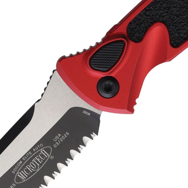Microtech Auto Socom Elite Red Aluminum Serrated