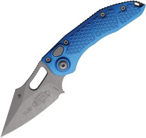 Microtech Auto Stitch Button Lock - Blue Apocalyptic