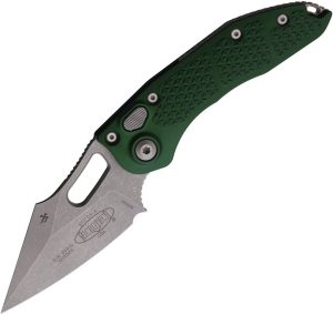 Microtech Auto Stitch Button Lock - Emerald Green