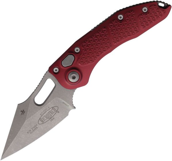Microtech Auto Stitch Button Lock - Merlot Apocalyptic