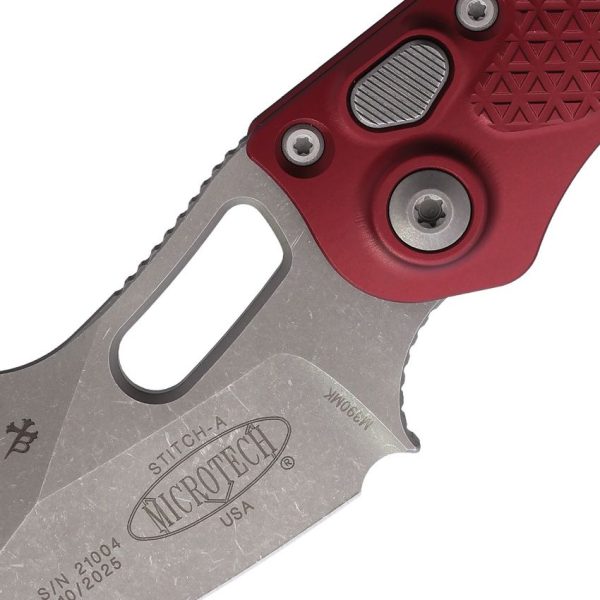 Microtech Auto Stitch Button Lock - Merlot Apocalyptic