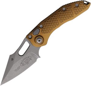 Microtech Auto Stitch S/E Button Lock - Tan Wharncliffe