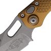Microtech Auto Stitch S/E Button Lock - Tan Wharncliffe