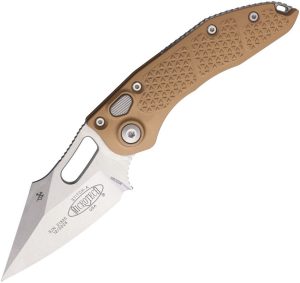 Microtech Auto Stitch S/E Button Lock - Brown Wharncliffe