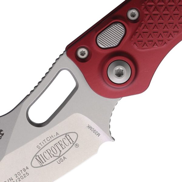 Microtech Auto Stitch S/E Button Lock - Merlot Wharncliffe