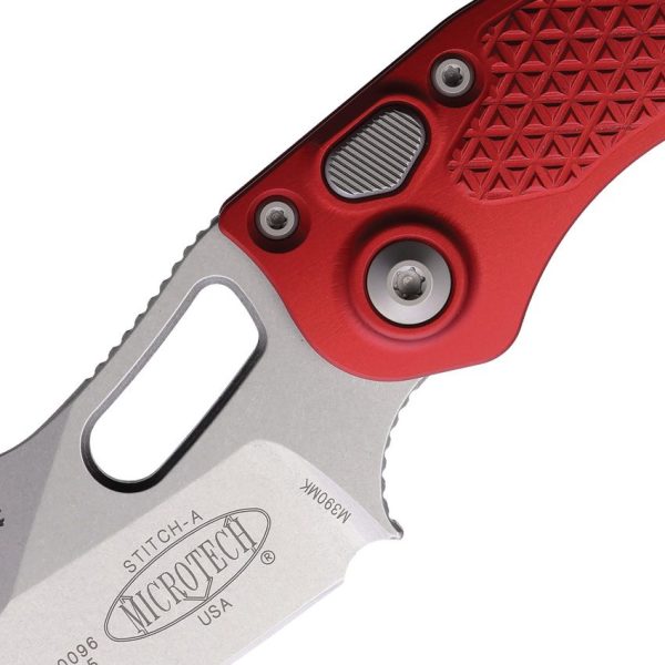 Microtech Auto Stitch S/E Red Aluminum Wharncliffe