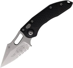 Microtech Auto Stitch S/E Black Partially Serrated