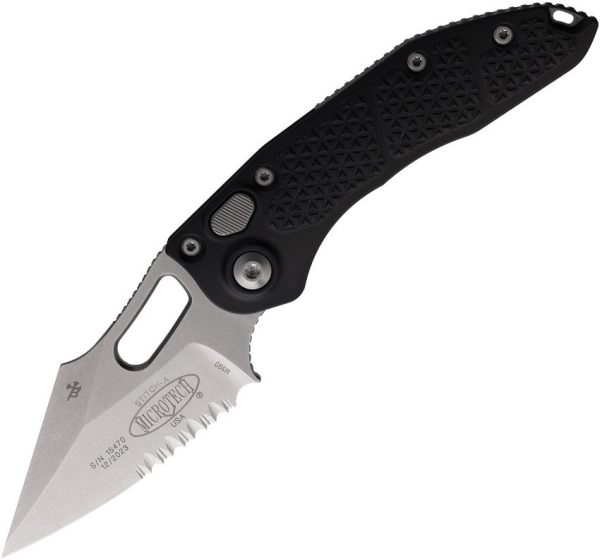 Microtech Auto Stitch S/E Black Partially Serrated