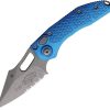 Microtech Auto Stitch Apocalyptic Blue Partially Serrated