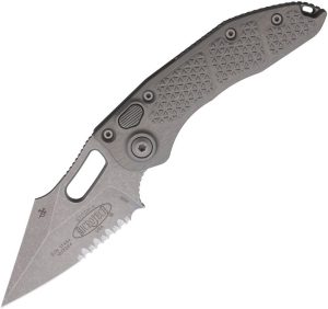 Microtech Auto Stitch Apocalyptic Gray Partially Serrated
