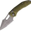 Microtech Auto Stitch OD Green Partially Serrated