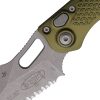 Microtech Auto Stitch OD Green Partially Serrated