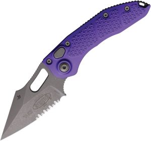 Microtech Auto Stitch Apocalyptic Purple Partially Serrated
