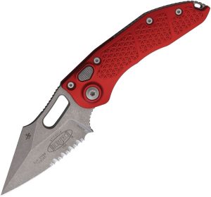 Microtech Auto Stitch Apocalyptic Red Partially Serrated