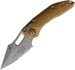 Microtech Auto Stitch Apocalyptic Tan Partially Serrated