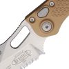 Microtech Auto Stitch S/E Button Lock Brown Aluminum