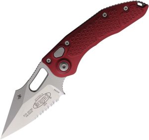 Microtech Auto Stitch S/E Button Lock Merlot Aluminum