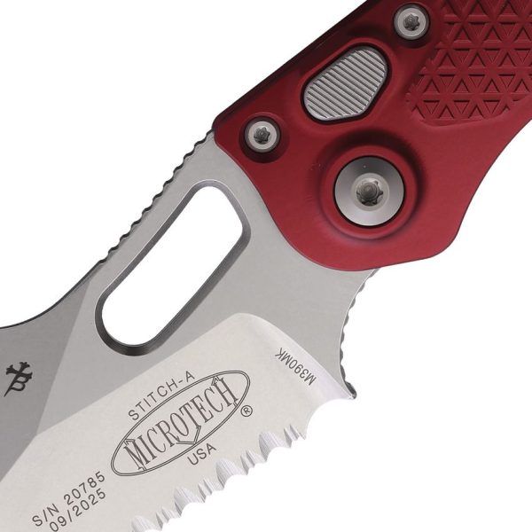 Microtech Auto Stitch S/E Button Lock Merlot Aluminum