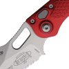Microtech Auto Stitch S/E Button Lock Red Wharncliffe