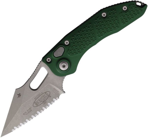 Microtech Auto Stitch S/E Button Lock Emerald Green