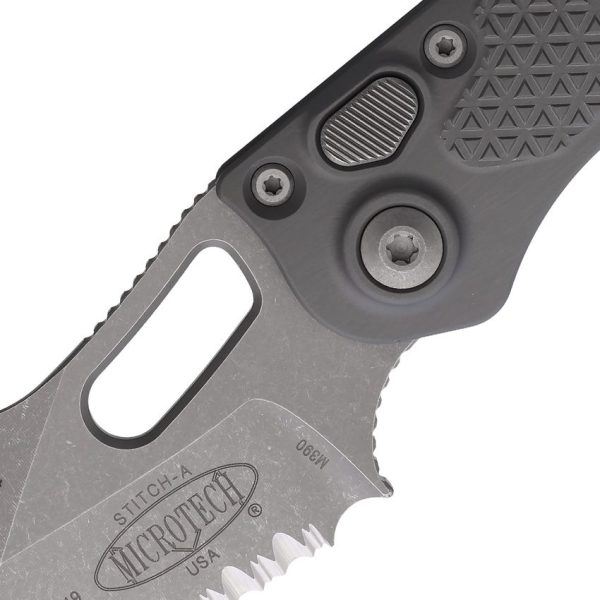 Microtech Auto Stitch S/E Button Lock Apocalyptic Gray
