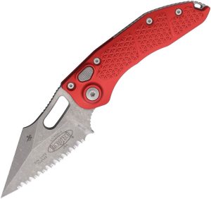 Microtech Auto Stitch S/E Button Lock Apocalyptic Red
