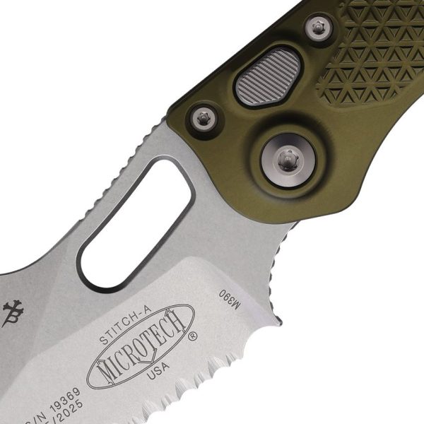 Microtech Auto Stitch S/E Button Lock Stonewash OD
