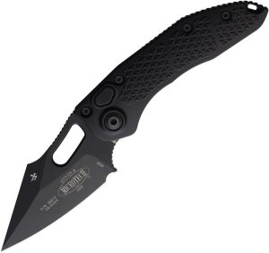 Microtech Auto Stitch S/E Button Lock Apocalyptic Black