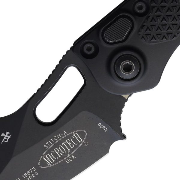 Microtech Auto Stitch S/E Button Lock Apocalyptic Black