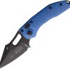 Microtech Auto Stitch S/E Blue Aluminum Button Lock Knife