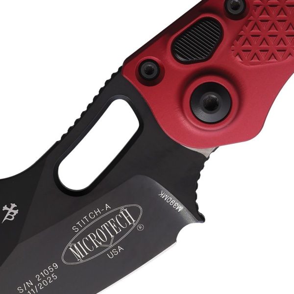 Microtech Auto Stitch S/E Merlot Button Lock Automatic Knife