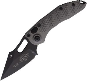 Microtech Auto Stitch S/E Gray Aluminum Button Lock Knife