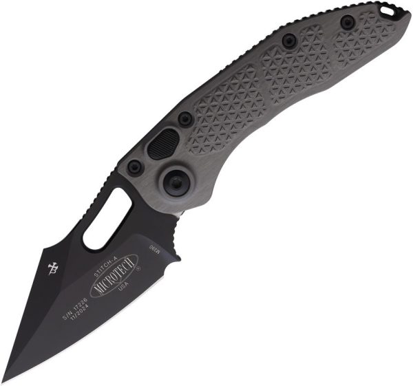 Microtech Automatic Stitch Button Lock Folding Knife 3.75" Gray