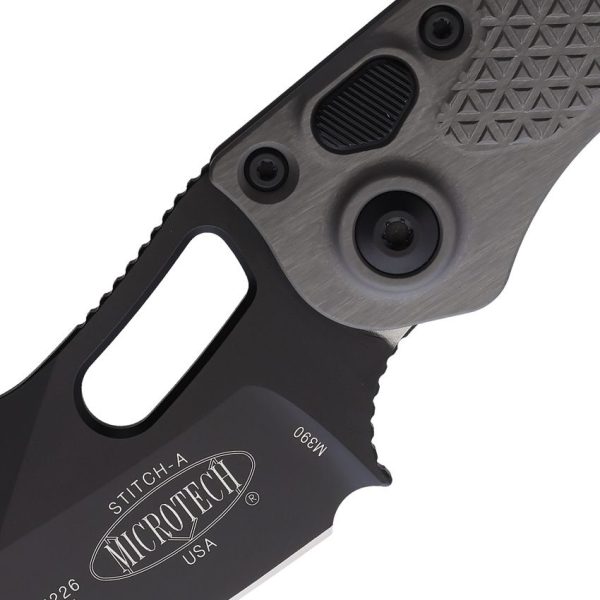 Microtech Automatic Stitch Button Lock Folding Knife 3.75" Gray