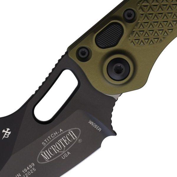 MCT1691OD_add_01.jpg Microtech Stitch S/E Button Lock OD Green Folding Knife 3.75"