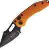 Microtech Auto Stitch S/E Orange Wharncliffe Button Lock