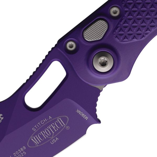 Microtech Auto Stitch Button Lock Purple Cerakote Wharncliffe