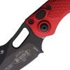 Microtech Auto Stitch Button Lock Red Handle Black DLC