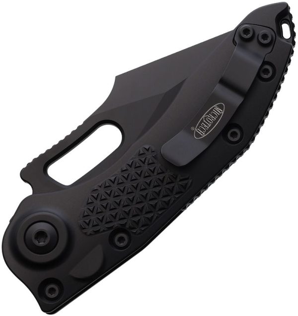 Microtech Auto Stitch Button Lock Black Aluminum Wharncliffe