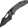 Microtech Auto Stitch Partially Serrated Gray Handle Button Lock