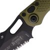 Microtech Auto Stitch Partially Serrated OD Green Button Lock