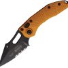 Microtech Auto Stitch Partially Serrated Tangerine Button Lock