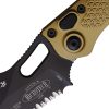 Microtech Auto Stitch Partially Serrated Tan M390 Button Lock